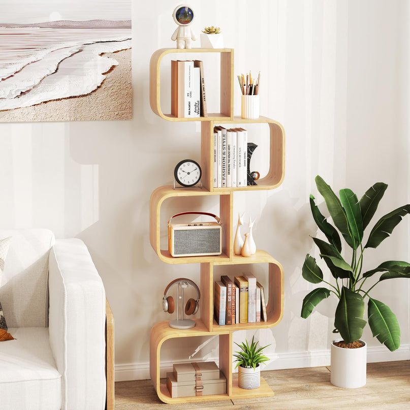 Giantex 5-Tier S-Shaped Bookcase