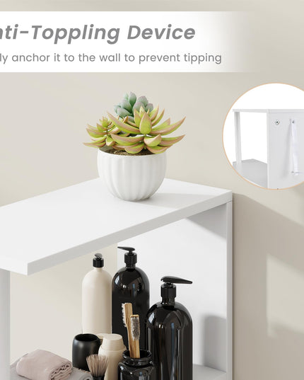 Giantex Meuble de rangement mince | Organisateur de salle de bain autoportant étroit avec étagères ouvertes