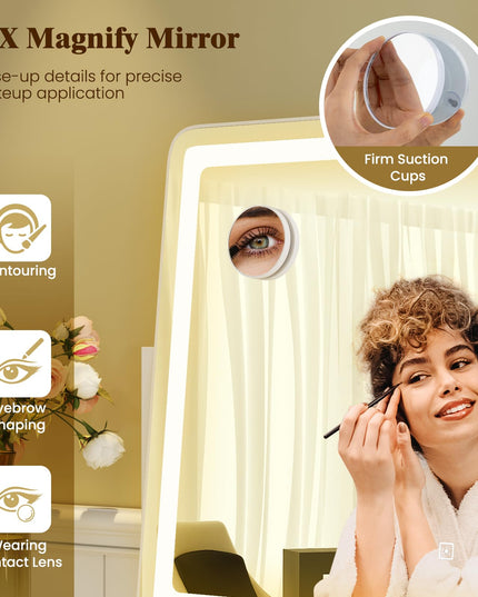 CHARMAID Vanity Mirror with Lights - 32'' x 22'' Large Lighted Vanity Makeup Mirror with 10X Magnify Mirror