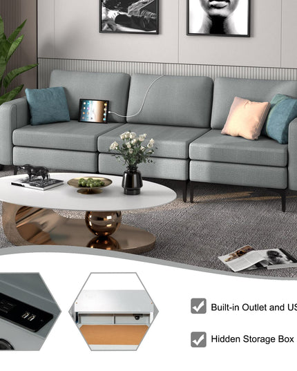 Giantex 3 Seat Sectional Sofa Couch, 94.5" L Modular Sleeper