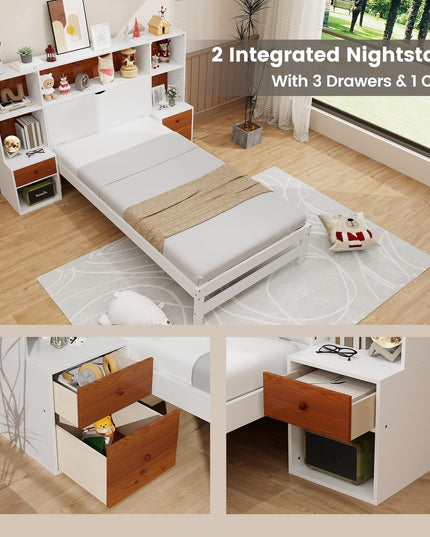 Giantex Twin Bed Frames with Headboard and Drawer