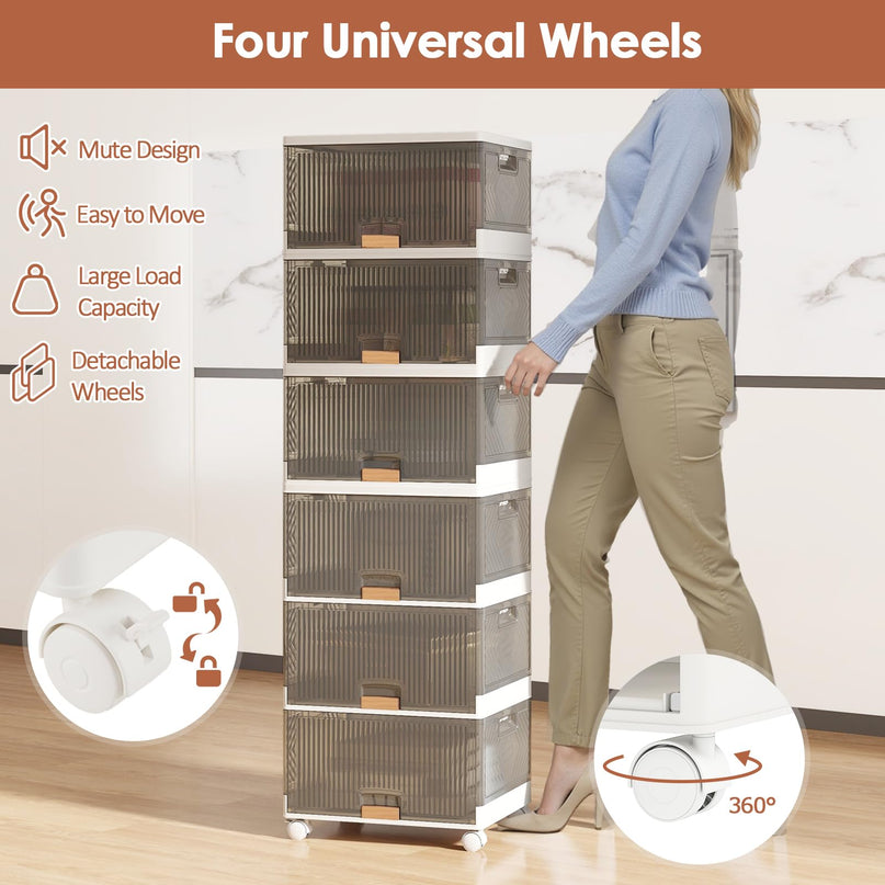 Giantex 6 Tier Stackable Storage Bins with Lids