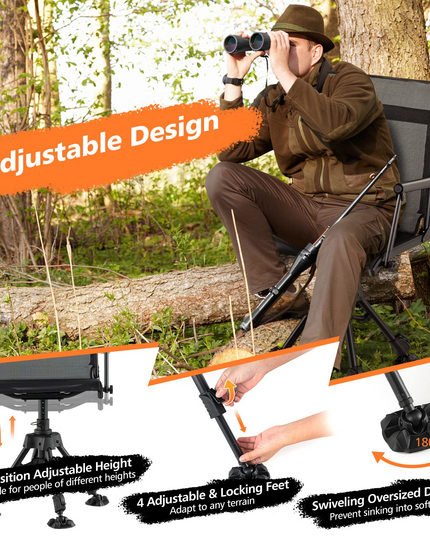 Giantex Swivel Hunting Blind Chair - Foldable 360° Hunter Chair with Oversized Duck Feet