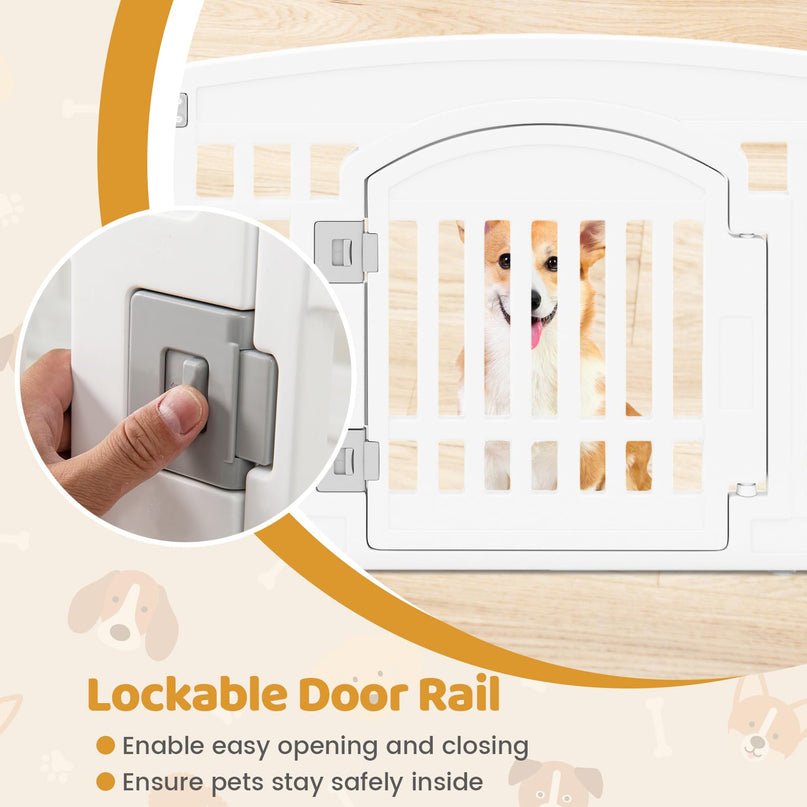 Giantex 24'' Tall Plastic Pet Fence with Lockable Door