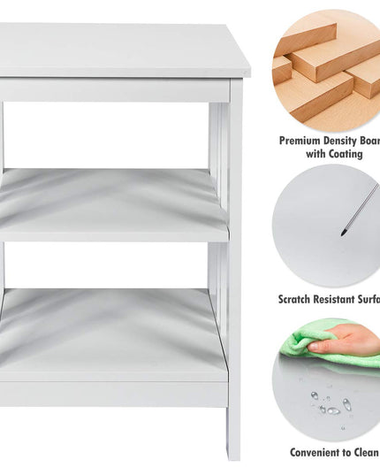 Giantex Nightstand 3-Tier Sofa Side Table W/Reinforced Bars and Stable Structure