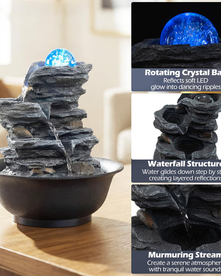Giantex Offset Stream Tabletop Water Fountain with Rotating Crystal Ball