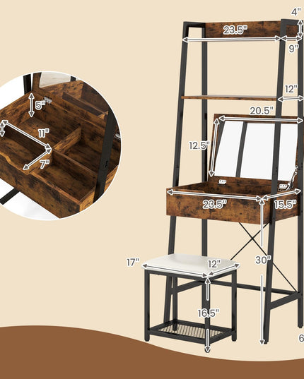 CHARMAID Ladder Vanity Desk Set