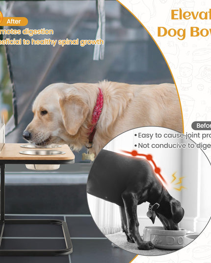 Giantex Elevated Dog Bowls Stand - Raised Pets Cats Feeding Station