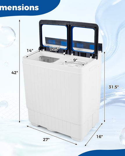 Giantex Portable Washing Machine 26LBS Twin Tub Mini Compact Laundry Washer