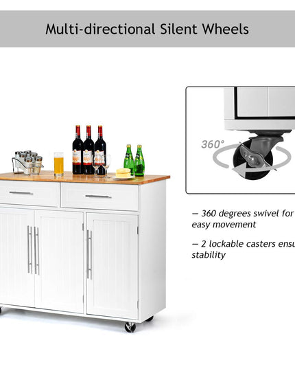 Giantex Kitchen Island Cart , 2 Drawers, 3 Door Cabinet