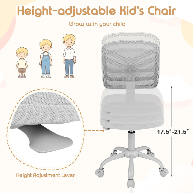 Giantex Kids Desk Chair Armless Height Adjustable