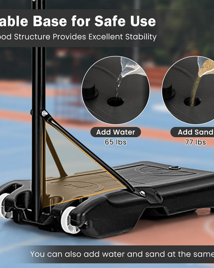 Giantex Portable Basketball Hoop Outdoor, 5.1-6.9Ft Height-Adjustable Basketball Goal System Indoor w/Shatterproof Backboard