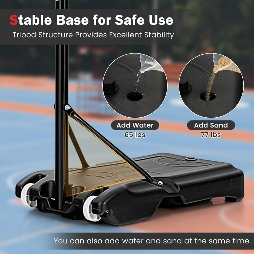 Giantex Portable Basketball Hoop Outdoor, 5.1-6.9Ft Height-Adjustable Basketball Goal System Indoor w/Shatterproof Backboard