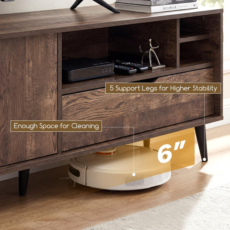 Meuble TV Giantex pour téléviseurs jusqu'à 65 pouces, meuble de divertissement rustique