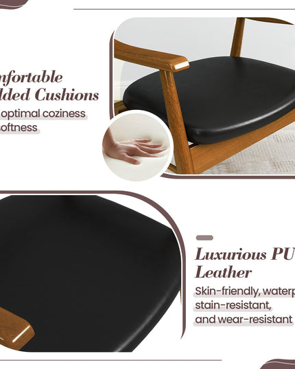 Giantex Wooden Dining Chairs Set of 2/4, PU Leather Upholstered Kitchen Chairs w/Padded Seat & Back