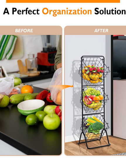 Giantex 3-Tier Wire Basket Stand
