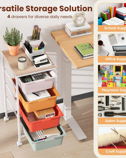 Giantex Rolling Storage Cart with 4 Drawers Utility Cart（28"H）