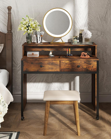 Giantex Small Computer Desk with Hutch & Drawers