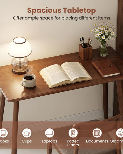 GIANTEX Computer Desk with Rubber Wood Legs for Bedroom or Small Spaces
