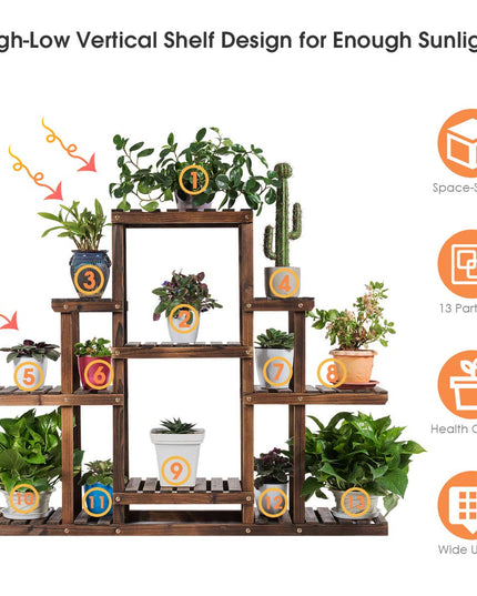 Giantex Flower Rack Wood Plant Stand Wood Shelves Bonsai Display Shelf (47.5”Lx 10’’Wx 38’’H)