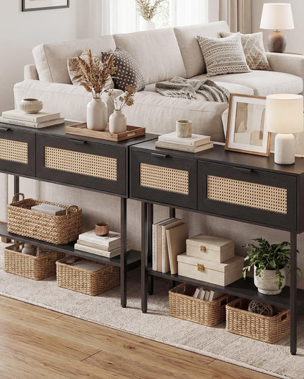 Giantex Boho Entryway Table with 2 Storage Cabinets for Entrance Hallway Foyer