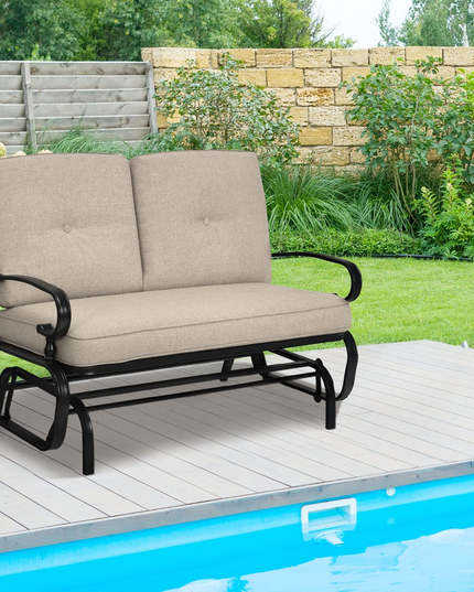 Giantex Outdoor Glider Bench Patio Loveseat with Cushions