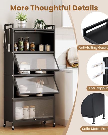 Giantex 5-Tier Kitchen Storage Cabinet w/4 Flip-up PC Doors