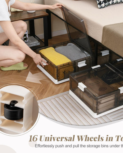 Giantex 26.5Gal Under Bed Storage Containers, 2/4 Pack Stackable Rolling Plastic Storage Boxes with Wheels & Lids