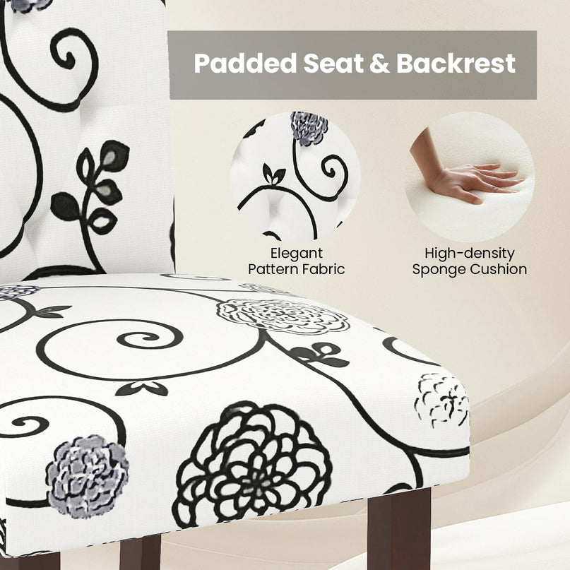 Giantex Tufted Dining Chairs Set of 2/4 Upholstered Kitchen Chair（18" x 22.5" x 37"）