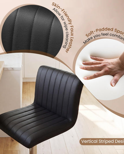 Giantex Modern Bar Stools | Adjustable Swivel Bar Chairs with Back and Footrest (2/4)