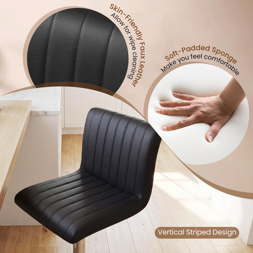 Giantex Tabourets de Bar Modernes | Chaises de Bar Pivotantes Réglables avec Dossier et Repose-Pieds (2/4)