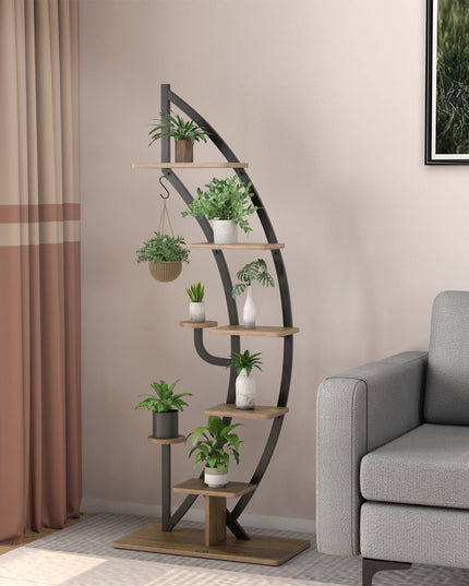Giantex 6 Tier Metal Plant Stand Indoor, 61" Half Moon Plant Shelf
