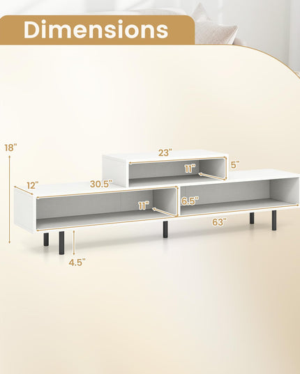 Meuble TV Giantex 3 cases pour téléviseurs jusqu'à 70 pouces, meuble de divertissement avec compartiments de rangement ouverts