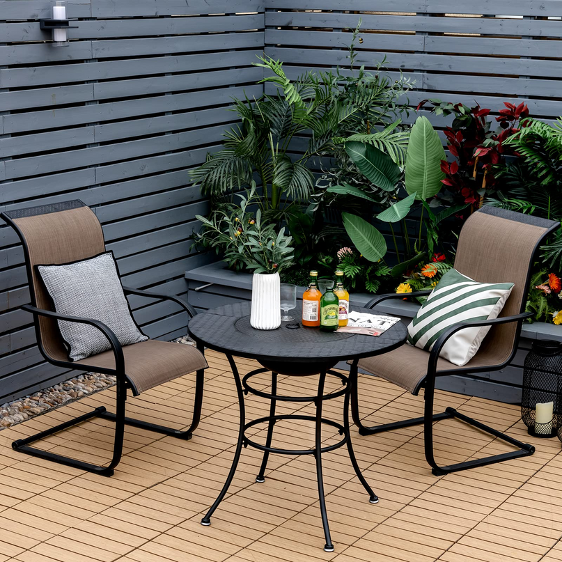 Giantex Fire Pit for Outside 32 Inch, 4-In-1 Multifunctional Dining Table for Camping,Metal Round Small Outdoor Fire Pits