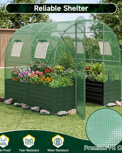 6.5 x 6.5 Ft Walk-in Greenhouse with Raised Garden Bed