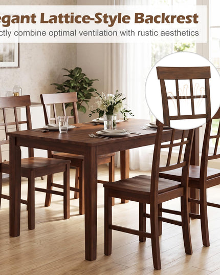 Giantex Wooden Dining Chairs Set of 2/4 with Window Back & Contoured Seat