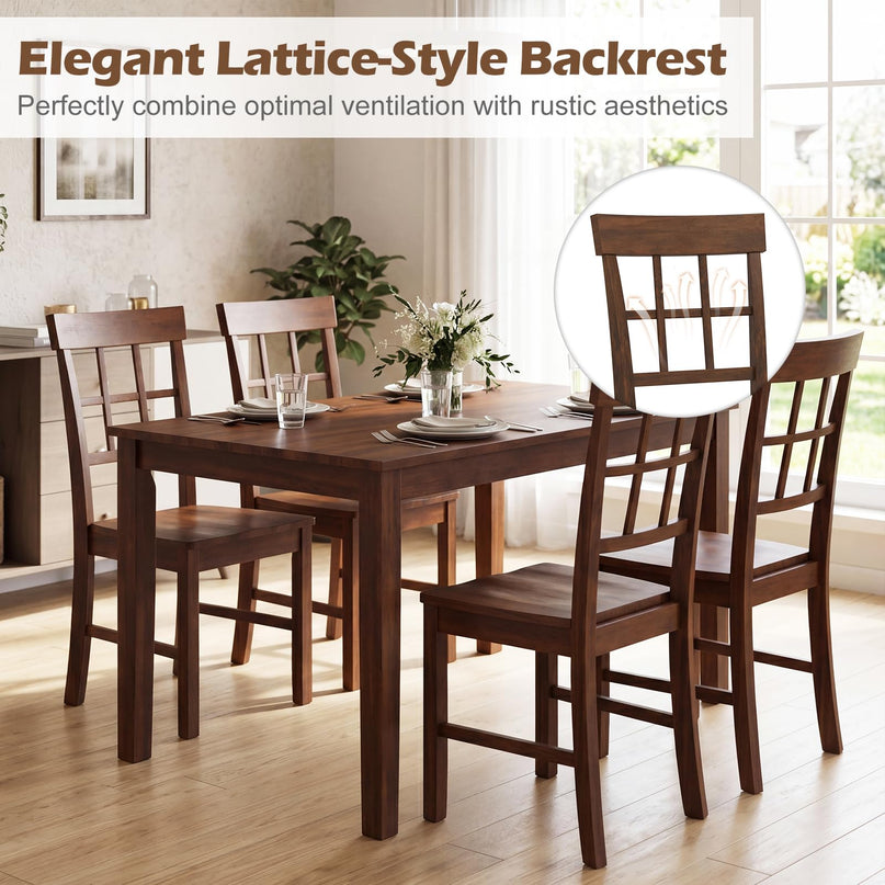 Giantex Wooden Dining Chairs Set of 2/4 with Window Back & Contoured Seat
