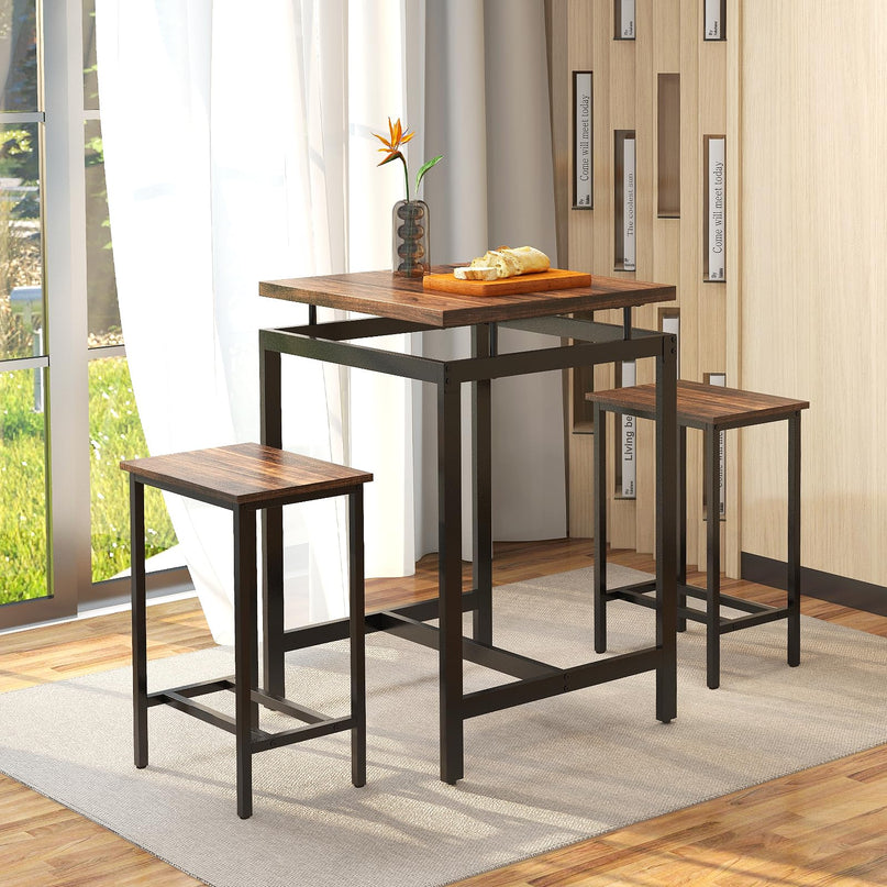 Giantex Small Dining Table Set for 2 - Counter Height Table Set with 2 Stools