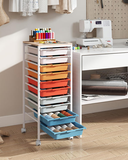 Giantex Rolling Storage Cart with 10 Drawers（33.5"H）
