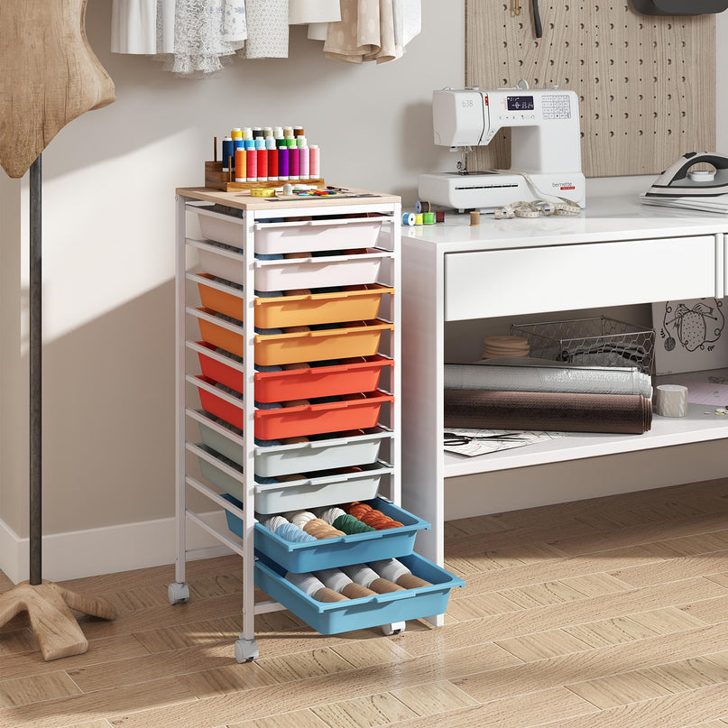 Giantex Rolling Storage Cart with 10 Drawers（33.5"H）