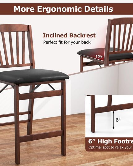 Giantex Folding Bar Stools Set, 24.5" Counter Height Bar Dining Chairs with Back