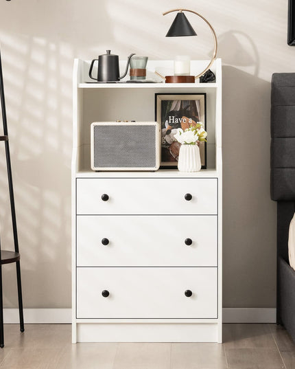 Giantex 3 Drawers Dresser for Bedroom - Modern Storage Dresser Chest of Drawers with 2 Shelves, 3 Pull-Out Drawers