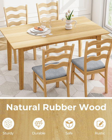 Giantex Wooden Dining Chairs Set of 2/4, Rubber Wood Kitchen Chair with Padded Seat & Hollowed Backrest