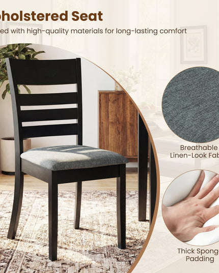 Giantex Wooden Upholstered Kitchen Chair w/Rubber Wood Frame (2/4)