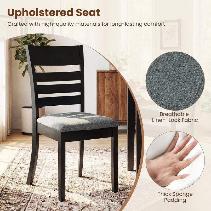 Giantex Wooden Upholstered Kitchen Chair w/Rubber Wood Frame (2/4)