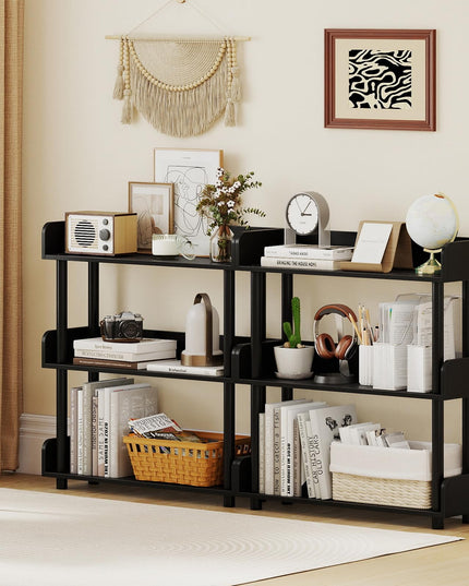 Giantex Étagère à livres à 3 niveaux | Unité de rayonnage autoportante pour salon, chambre à coucher, bureau