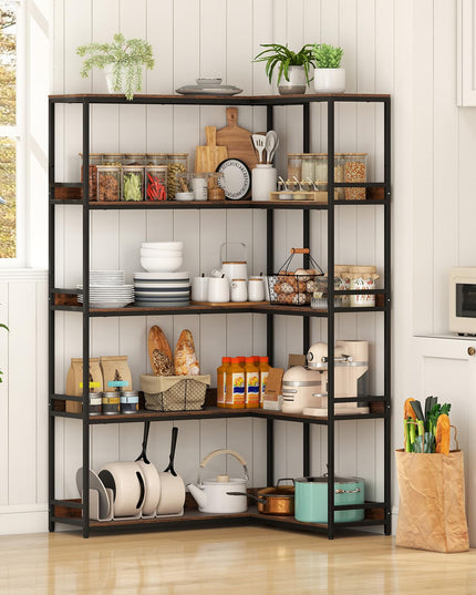 Giantex 5-Tier Corner Bookshelf 71" L-Shaped Bookcase