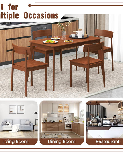 Giantex Rectangular Kitchen Table and 4 Chairs Set with Rubber Wood Frame