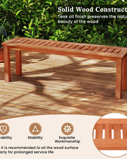 Giantex 47" Outdoor Bench with Slatted Seat 705Lbs Capacity Solid Wood Frame