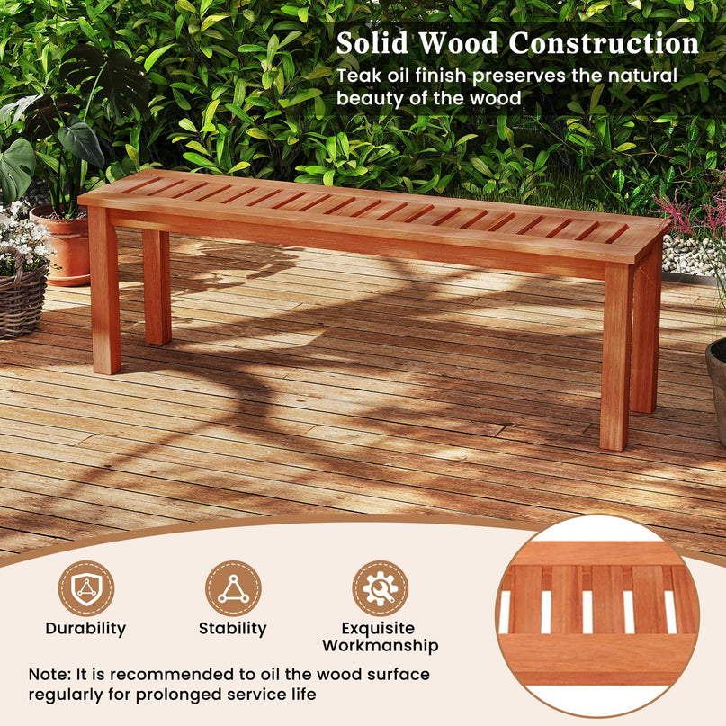Giantex 47" Outdoor Bench with Slatted Seat 705Lbs Capacity Solid Wood Frame